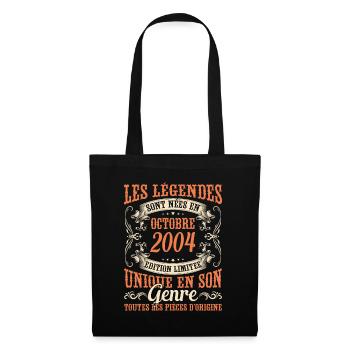 Les Légendes Sont Nées En Octobre 2004 Cadeau - Sac en tissu - noir - Devant