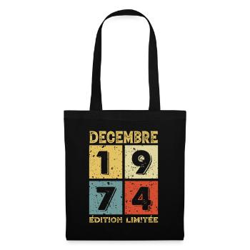 Anniversaire Vintage Idée Cadeau Décembre 1974 - Sac en tissu - noir - Devant