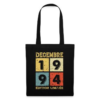 Anniversaire Vintage Idée Cadeau Décembre 1994 - Sac en tissu - noir - Devant
