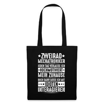 Zweiradmechatroniker Motorrad Motorcycle Mechanic - Stoffbeutel - Schwarz - Vorne