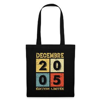 Anniversaire Vintage Idée Cadeau Décembre 2005 - Sac en tissu - noir - Devant