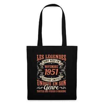 Les Légendes Sont Nées En Novembre 1951 Cadeau - Sac en tissu - noir - Devant