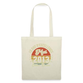 Mai 2013 10 Ans Anniversaire Vintage Idée Cadeau - Sac en tissu - nature - Devant