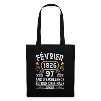 Anniversaire Vintage Idée Cadeau Février 1926 97 - Sac en tissu - noir - Devant