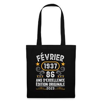 Anniversaire Vintage Idée Cadeau Février 1937 86 - Sac en tissu - noir - Devant