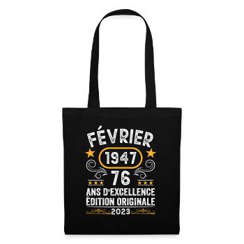 Anniversaire Vintage Idée Cadeau Février 1947 76 - Sac en tissu - noir - Devant