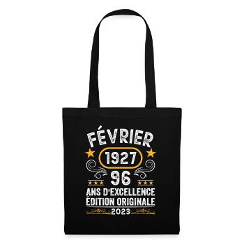 Anniversaire Vintage Idée Cadeau Février 1927 96 - Sac en tissu - noir - Devant