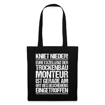 Trockenbaumonteur Trockenbau Drywaller - Stoffbeutel - Schwarz - Vorne
