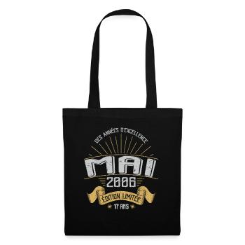 Mai 2006 17 Ans Anniversaire Vintage Idée Cadeau - Sac en tissu - noir - Devant