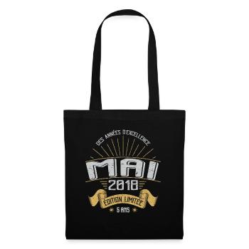 Mai 2018 5 Ans Anniversaire Vintage Idée Cadeau - Sac en tissu - noir - Devant