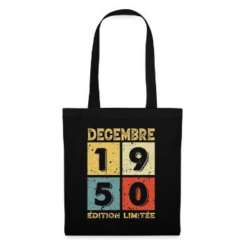 Anniversaire Vintage Idée Cadeau Décembre 1950 - Sac en tissu - noir - Devant