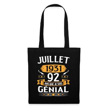 Juillet 1931 92 Ans Que Je Suis Génial Cadeau - Sac en tissu - noir - Devant