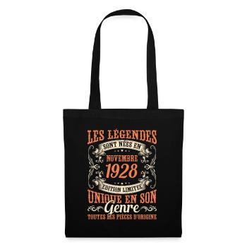 Les Légendes Sont Nées En Novembre 1928 Cadeau - Sac en tissu - noir - Devant