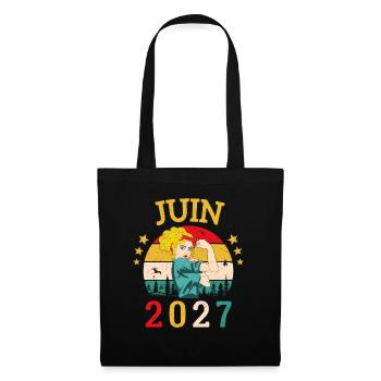 Juin 2027 Anniversaire Vintage Happy Birthday - Sac en tissu - noir - Devant