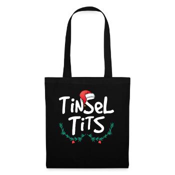 Womens Tinsel Tits Funny Christmas - Tote Bag - black - Front