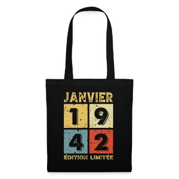 Anniversaire Vintage Idée Cadeau Janvier 1942 - Sac en tissu - noir - Devant