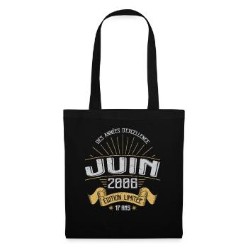 Juin 2006 17 Ans Anniversaire Vintage Idée Cadeau - Sac en tissu - noir - Devant