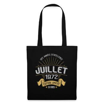 July 1972 51 Years Anniversary Vintage Gift - Tote Bag - black - Front
