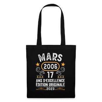 Anniversaire Vintage Idée Cadeau Mars 2006 17 - Sac en tissu - noir - Devant