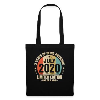 Juillet 2020 3 Ans Anniversaire Vintage Cadeau - Sac en tissu - noir - Devant