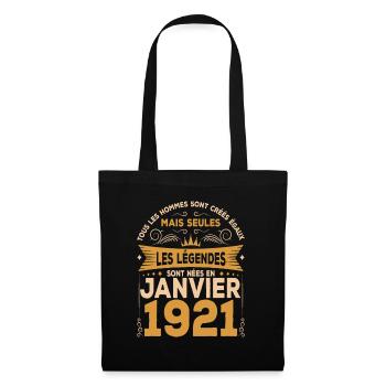 Les Légendes Sont Nées En Janvier 1921 - Sac en tissu - noir - Devant