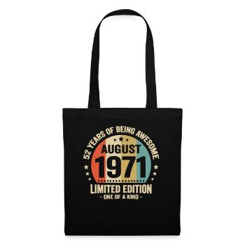 August 1971 52 Years Anniversary Vintage Gift - Tote Bag - black - Front
