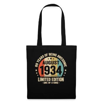 August 1934 89 Years Birthday Vintage Gift - Tote Bag - black - Front