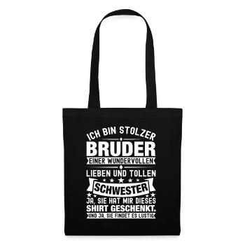 Ich Bin Stolzer Bruder Einer Wonderful Schwester - Stoffbeutel - Schwarz - Vorne