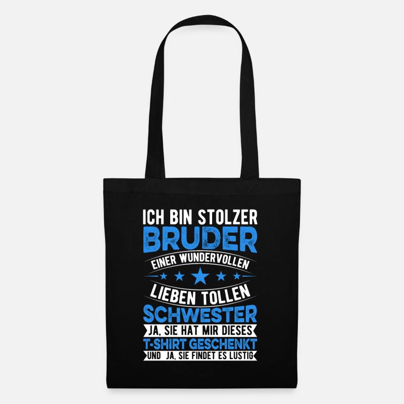Bruder Und Schwester - Stoffbeutel - Schwarz