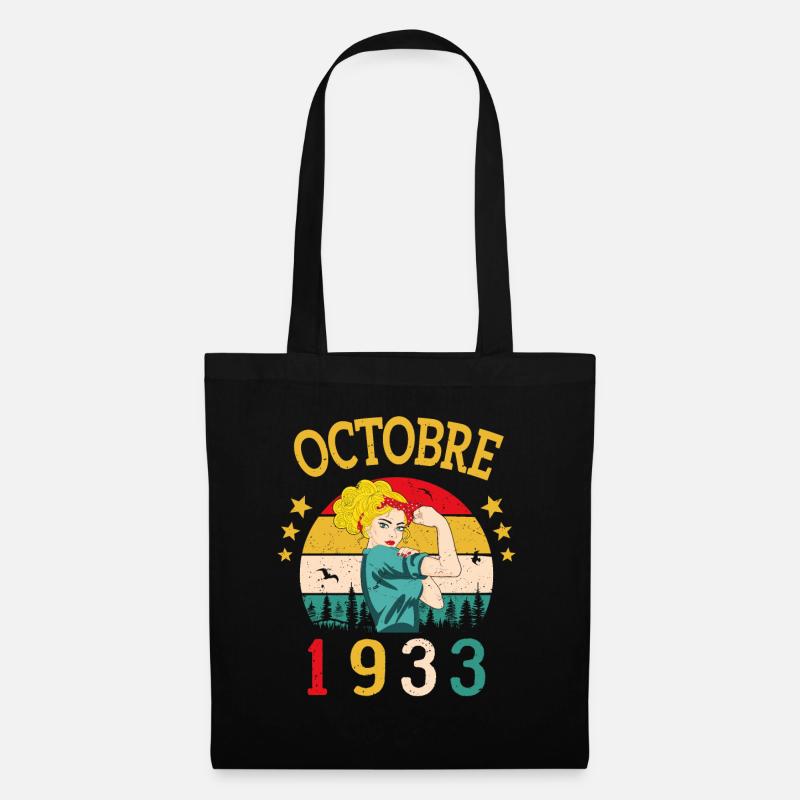 Oktober 1933 Geburtstag Vintage Geschenkidee - Stoffbeutel - Schwarz