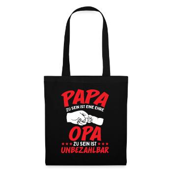 Papa Zu Sein Ist Eine Ehre Opa Zu Sein Unbezahlbar - Stoffbeutel - Schwarz - Vorne