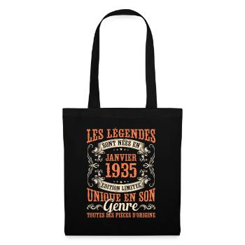 Les Légendes Sont Nées En Janvier 1935 Cadeau - Sac en tissu - noir - Devant