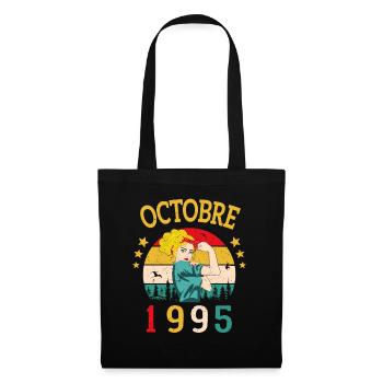 Oktober 1995 Jubiläums Vintage Geschenkidee - Stoffbeutel - Schwarz - Vorne