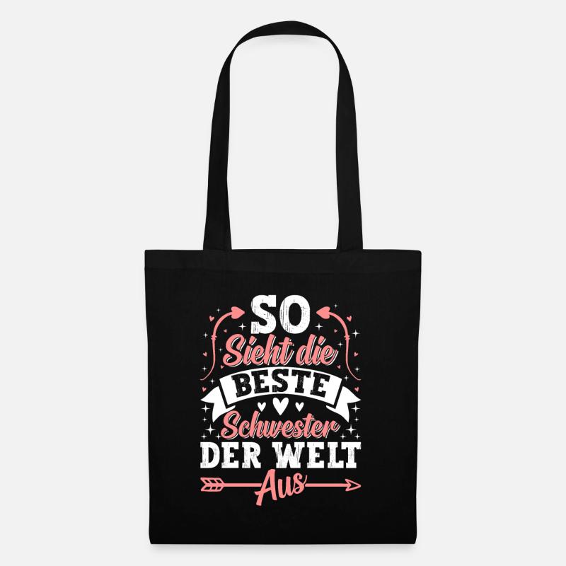 So Sieht Die Beste Schwester Der Welt Aus - Stoffbeutel - Schwarz