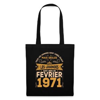 Les Légendes Sont Nées En Février 1971 - Sac en tissu - noir - Devant