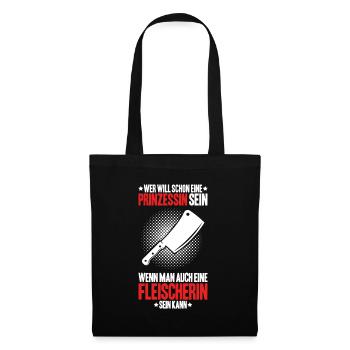 Fleischer Metzger Fleischerei Metzgerei Butcher - Stoffbeutel - Schwarz - Vorne