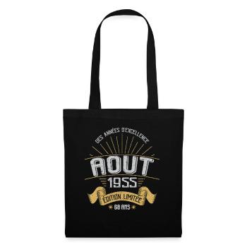 Août 1955 68 Ans Anniversaire Vintage Cadeau - Sac en tissu - noir - Devant