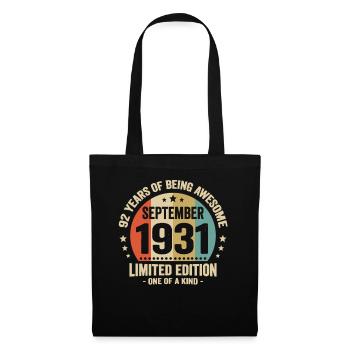 September 1931 92 Years Anniversary Vintage Gift - Tote Bag - black - Front