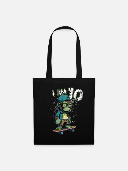 Children birthday 10 years - skater monkey - Tote Bag - black