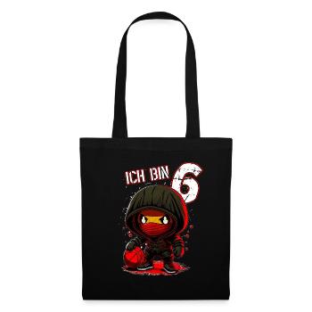Anniversaire des enfants 6 ans - Basketball et Ninjas - Sac en tissu - noir - Devant