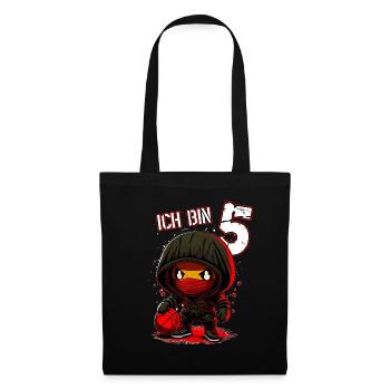 Anniversaire des enfants 5 ans - Basketball Ninja - Sac en tissu - noir - Devant