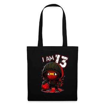 Anniversaire des enfants 13 ans - basketball et ninjas - Sac en tissu - noir - Devant