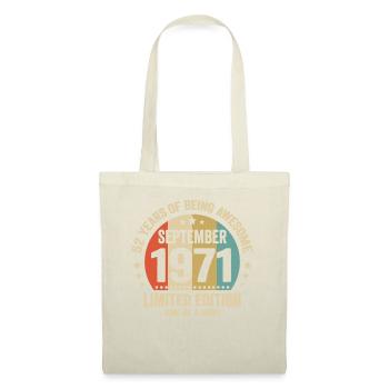 September 1971 52 Jahre Jubiläumsgeschenk - Stoffbeutel - Natur - Vorne