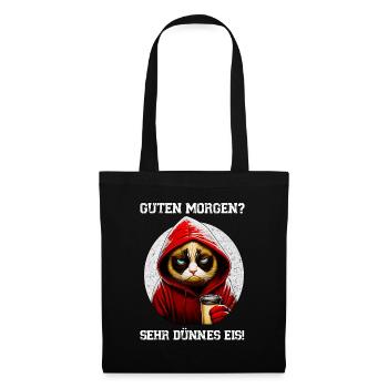 Guten Morgen - Sehr Dünnes Eis - Langschläfer - Stoffbeutel - Schwarz - Vorne