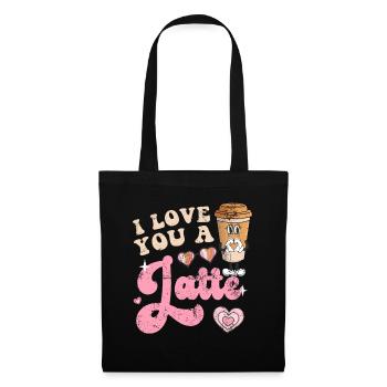 Groovy I Love You A Latte Coffee Lovers Valentine - Stoffbeutel - Schwarz - Vorne
