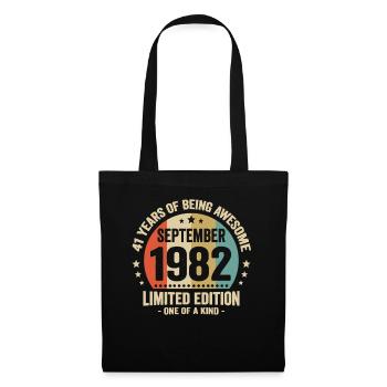 September 1982 41 Years Anniversary Vintage Gift - Tote Bag - black - Front