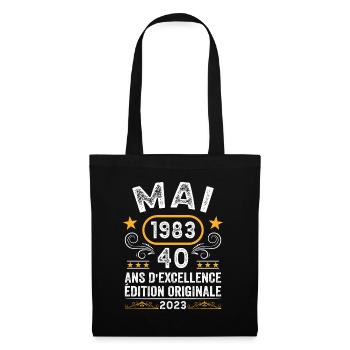 Anniversaire Vintage Idée Cadeau Mai 1983 40 - Sac en tissu - noir - Devant