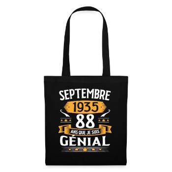 Septembre 1935 88 Ans Que Je Suis Génial Cadeau - Sac en tissu - noir - Devant