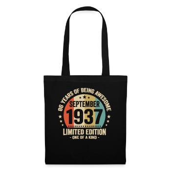 September 1937 86 Years Anniversary Vintage Gift - Tote Bag - black - Front
