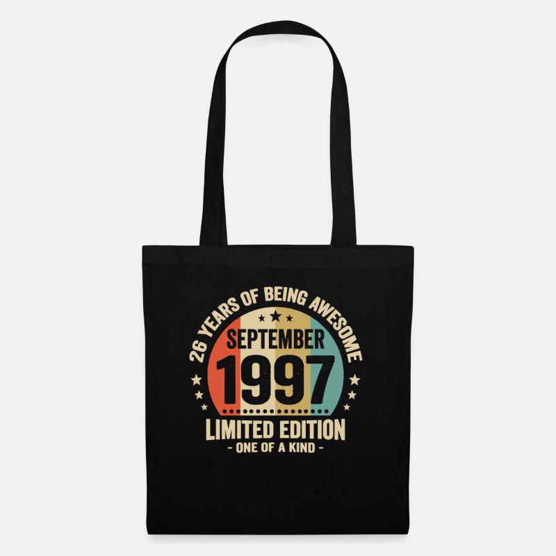 September 1997 26 Jahre Jubiläumsgeschenk - Stoffbeutel - Schwarz